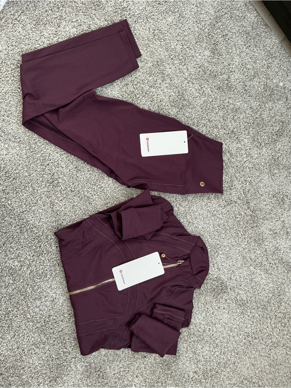 lululemon athletica Plum Full-Zip Bomber Jacket and Leggings Set